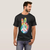 Peace Hand Gefärbte Krawatte Finger Freedom Hippie T-Shirt (Vorne ganz)