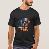 Peace Hand Golden Retriever Dog American Flag USA T-Shirt (Vorderseite)