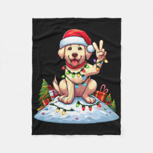 Peace Hand Labrador Retriever Christmas Lights Wom Fleecedecke