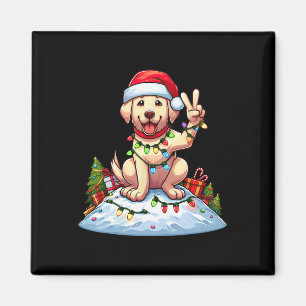 Peace Hand Labrador Retriever Christmas Lights Wom Magnet