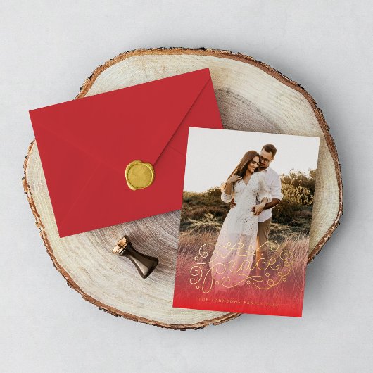 Peace hand Letter Red Folien Feiertagskarte