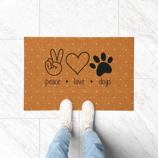 Peace Hand Liebe Heart Hunde Paw Niedlich Zuhause Fußmatte (Indoor)