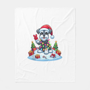 Peace Hand Miniatur Schnauzer Weihnachtslicht Wo Fleecedecke
