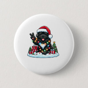 Peace Hand Neufundland Hunde Weihnachtslicht Fraue Button