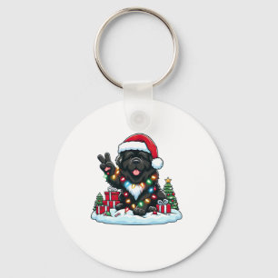 Peace Hand Neufundland Hunde Weihnachtslicht Fraue Schlüsselanhänger