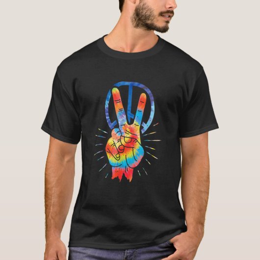 Peace Hand Peace Sign Tie Dye 3 T-Shirt (Vorderseite)