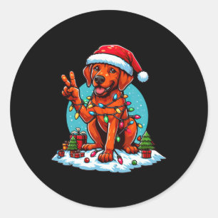 Peace Hand Rhodesian Ridgeback Christmas Lights Wo Runder Aufkleber