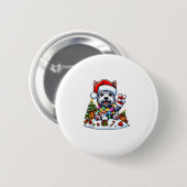 Peace Hand Scott Terrier Christmas Lights Women Button (Vorne & Hinten)