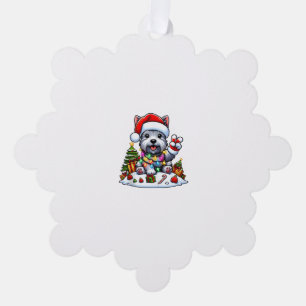 Peace Hand Scott Terrier Christmas Lights Women Ornament Karte