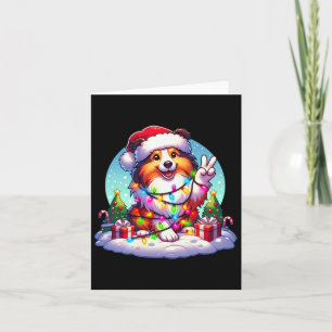 Peace Hand Shetland Sheepdog Christmas Lights Wome Karte