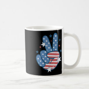 Peace Hand Sign Groovy 4. Juli Kaffeetasse