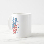 Peace Hand USA Flag 4th of July Kaffeetasse (Vorderseite Links)