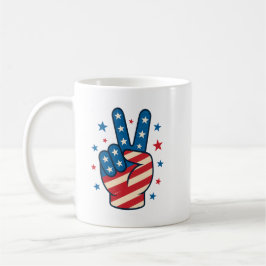 Peace Hand USA Flag 4th of July Kaffeetasse