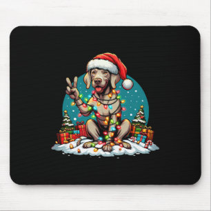 Peace Hand Weimaraner Hund Weihnachtsleuchten Frau Mousepad