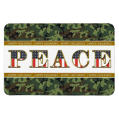 Peace Happy Holidays Camouflage Square Magnet (Horizontal)