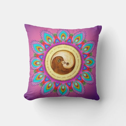 Peace & Harmony taucht mit psychedelischer Mandala Kissen (Vorderseite)