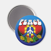 Peace Heart Blume Magnet (Vorderseite/Rückseite)