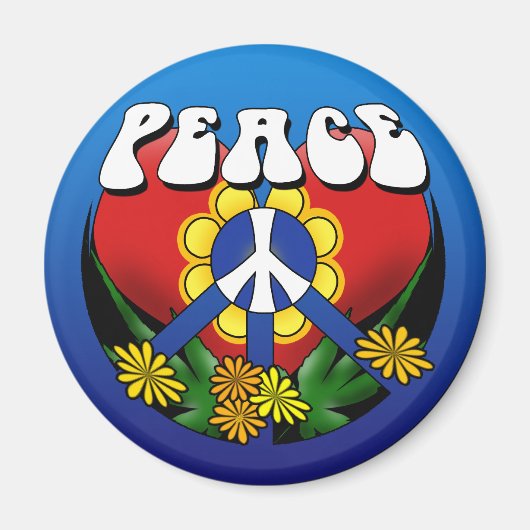 Peace Heart Blume Magnet (Vorne)