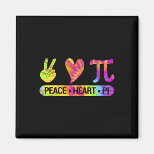 Peace Heart Pi Day Gefärbte Krawatte Mathematik Sc Magnet