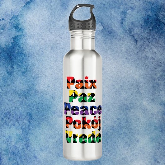 Peace Hearts Rainbow Pattern Edelstahlflasche