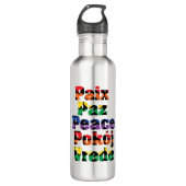 Peace Hearts Rainbow Pattern Edelstahlflasche (Vorderseite)