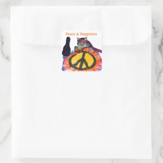 Peace Hippie Cat Sticker (Tasche)