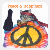 Peace Hippie Cat Sticker (Vorderseite)