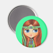 Peace Hippie Doll Magnet (Vorderseite/Rückseite)