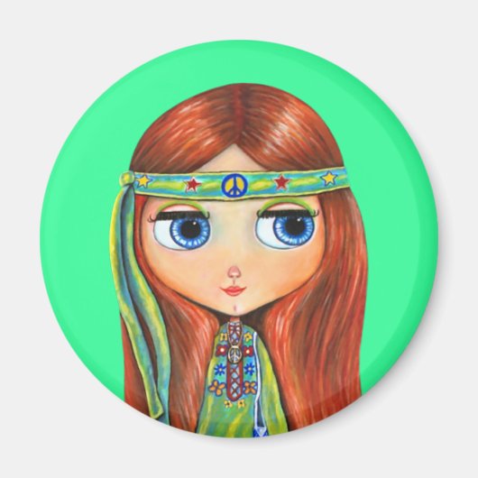 Peace Hippie Doll Magnet (Vorne)