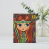 Peace Hippie Doll Postcard Postkarte (Stehend Vorderseite)
