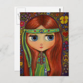 Peace Hippie Doll Postcard Postkarte (Vorne/Hinten)