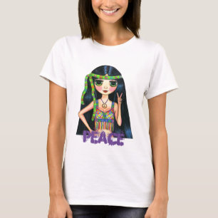 Peace Hippie Girl mit Fringed Vest & Headband T-Shirt