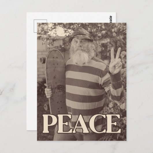 Peace Hippie Skate Postkarte (Vorne/Hinten)