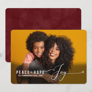 Peace Hope Joy Christmas Foto Feiertagskarte