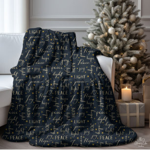 Peace Hope Joy Light Velvet Black Sherpa Blanket Sherpadecke