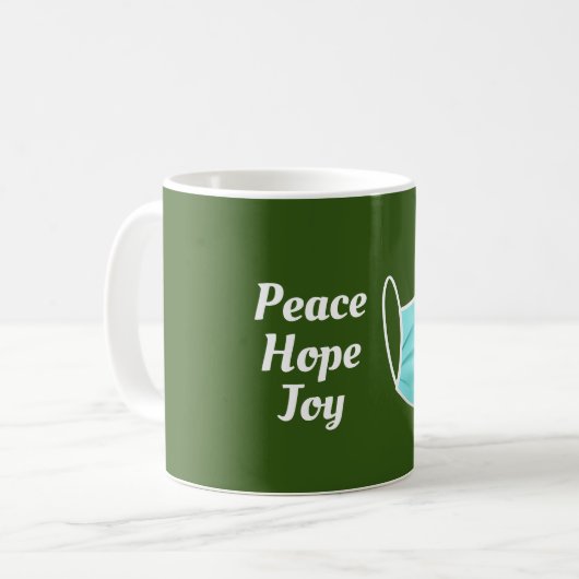 Peace Hope Joy Mask & Candy Canes Kaffeetasse (Vorderseite Links)