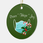 Peace Hope Joy Mask & Candy Canes Keramik Ornament (Links)