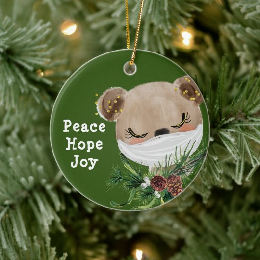 Peace Hope Joy Masked Bar Keramik Ornament (Baum)