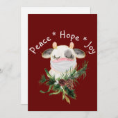 Peace Hope Joy Masked Cow Feiertagskarte (Vorne/Hinten)