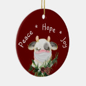 Peace Hope Joy Masked Cow Keramik Ornament (Rechts)