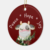 Peace Hope Joy Masked Cow Keramik Ornament (Links)