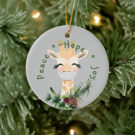 Peace Hope Joy Masked Giraffe Keramik Ornament