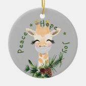 Peace Hope Joy Masked Giraffe Keramik Ornament (Vorne)