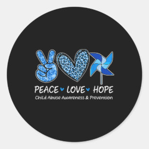 Peace Hope Liebe Child Missuse Awareness Pinwheel Runder Aufkleber