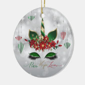 Peace Hope Liebe Festivals Einhorn Gesicht Keramik Ornament (Links)