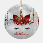 Peace Hope Liebe Festivals Einhorn Gesicht Keramik Ornament (Hinten)