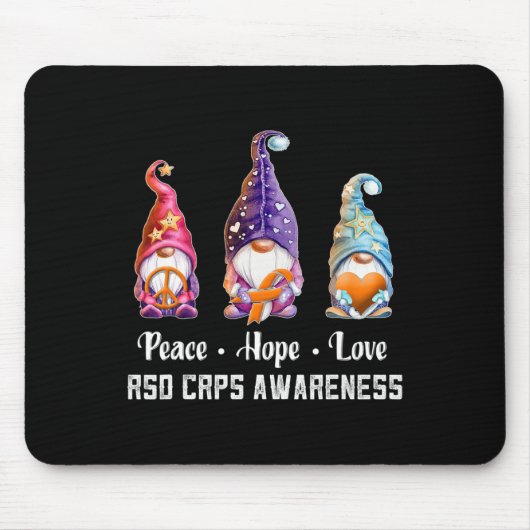 Peace Hope Liebe Gnomes Rsd Crps Bewusstsein Mousepad (Vorne)