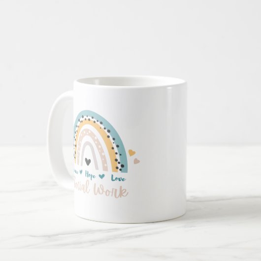 Peace Hope Liebe Social Work Kaffee Tasse (Vorderseite Links)