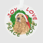 Peace Hope Weihnachtsmannmütze Golden Retriever Ornament (Vorderseite)