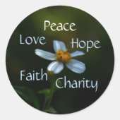 Peace Hope Wohltätigkeit Liebe Faith Daisy Runder Aufkleber (Vorderseite)